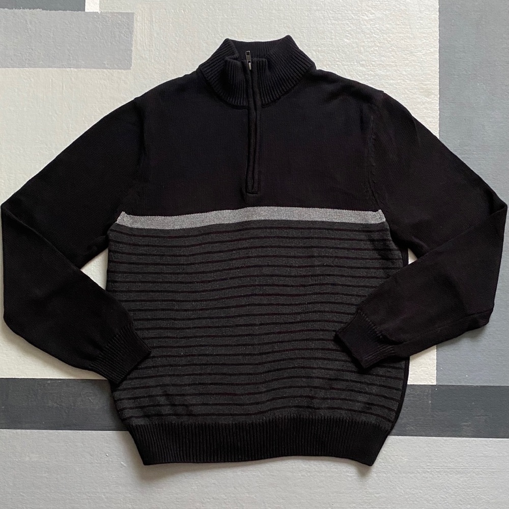 Black Mens Quarter Zip Sweater